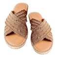 thumbnail image 1 of Penkiiy Women's Slide Sandal Denim Crossover Flat Slippers 40 Brown, 1 of 5