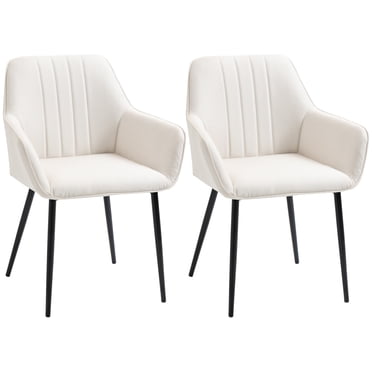 HOMCOM Dining Chairs Set of 2, Upholstered Accent Chairs with Metal Legs