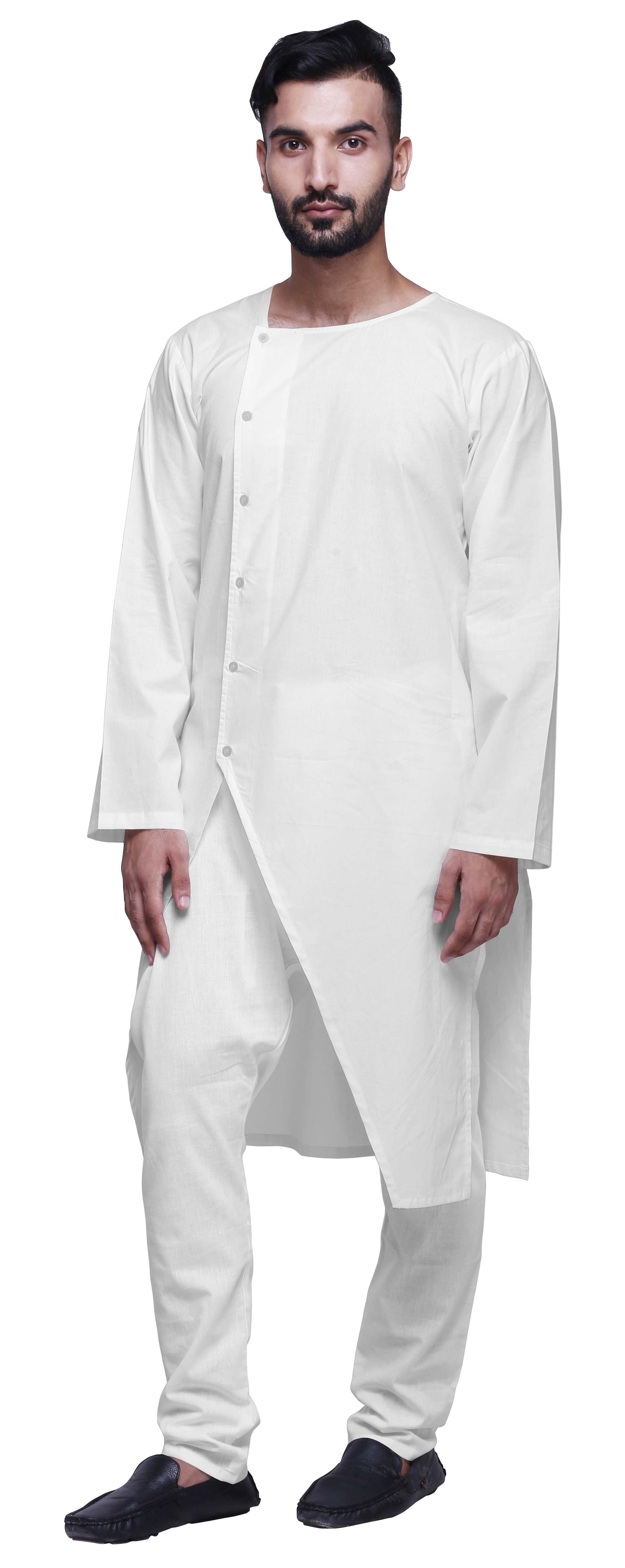 Atasi Long Sleeve Kurta For Men Solid Cut Designer Cotton Slub Long Kurta Shirt