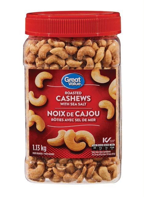 Great Value Roasted Cashews with Sea Salt 1.13kg