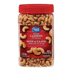 Great Value Roasted Cashews avec sel de mer 1.13kg