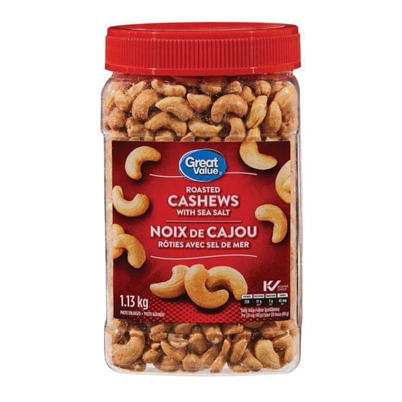 Great Value Roasted Cashews with Sea Salt 1.13kg