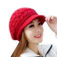 thumbnail image 1 of CEHVOM Bonnet d'Hiver pour Femmes, Chaud et Coupe-Vent, en Crochet, Style Skullies, Tricoté, en Laine, 1 of 5