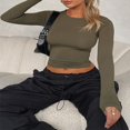 thumbnail image 4 of Casual Shirts for Women  Long Sleeve  Solid Color  Crew Neck, 4 of 7