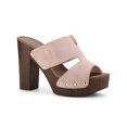 thumbnail image 1 of BLISSFUL STEP Women's Faux Suede Platform High Block Heel Slides Sandals Pink 6.5, 1 of 8
