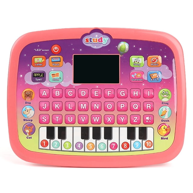 Red Interactive English Learning Tablet Led Screen Educational Toy For Kids Vocabulary Builder Early Bilingual System Gift For 3 Year Olds Boys Girls