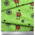thumbnail image 3 of Soimoi Green Poly Georgette Fabric Cartoon Machine & Gear Parts Hardware Printed Fabric 1 Yard 42 Inch Wide, 3 of 3