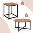 thumbnail image 3 of Costway Ensemble de 3 Tables Basses Table Basse Ronde et 2 Tables d'Appoint Carrées Cadre en Métal Noyer, 3 of 10