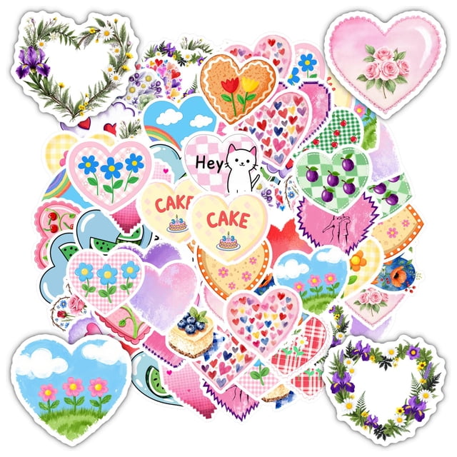 35pcs-100pcs Heart Stickers Floral Cute Stickers Animal Stickers for Laptops Notebooks Suitcases