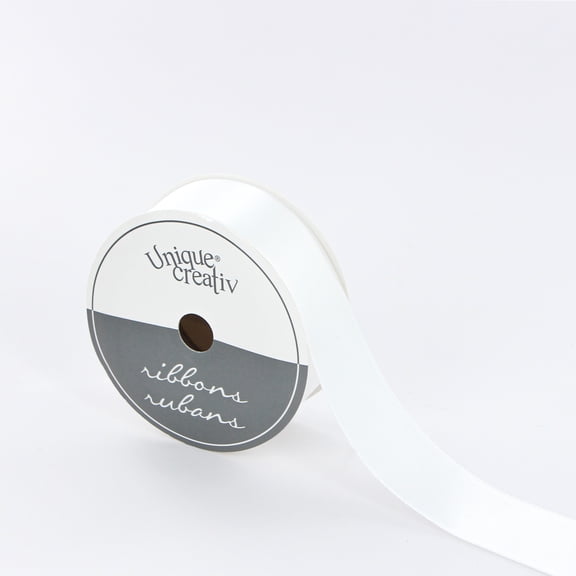UNIQUE CREATIV White Double-Face Satin Ribbon, 23 mm (7/8 in), 5.49 m (18 ft)
