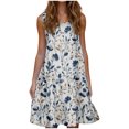 thumbnail image 2 of Ovzne Robes pour Femmes Robe de Plage Mode Féminine Vacances Été Couleur Unie Sans Manches Fête Robe de Plage Grande Taille Robe Maxi Imprimée Liquidation, 2 of 6