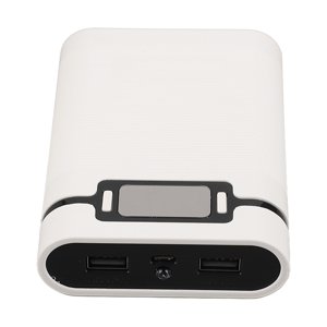 Chargeur de batterie Étui extérieur, Protection surtension Power Bank Box Compact Portable LED Écran d'affichage des lumières ABS Métal pour téléphones portables Blanc