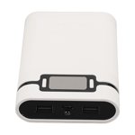 Battery Charger Outer Case, Overvoltage Protection Power Bank Box Compact Portable LED Lights Display Screen ABS Metal for Mobile Phones White