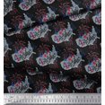 thumbnail image 3 of Soimoi Black Rayon Crepe Fabric Text,Star & Firecrackers Party Print Fabric by Yard 46 Inch Wide, 3 of 3