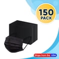 thumbnail image 1 of KEINXS Black Disposable Face Masks  3-Ply Breathable Masks  Elastic Ear Loop Mask - Black Color Pack of 150, 1 of 3