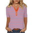 thumbnail image 1 of XMMSWDLA Hauts pour Femmes Décontractés à Imprimé Floral Manches Courtes Col Rond Été Blouse Ample Chemise Tunique Haut Rose Hauts à Manches Courtes pour Femmes, 1 of 5