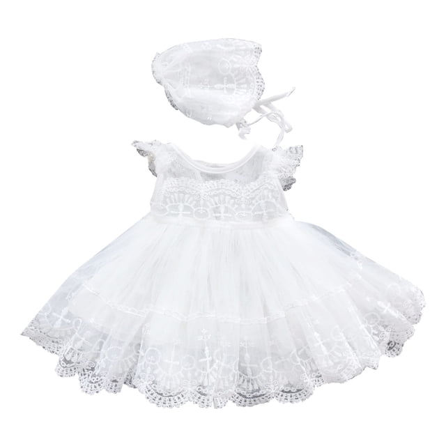 Kcodviy Robe de Fête de Baptême pour Bébés Filles Jeux Robe Familiale Nourrisson Dentelle Crochet Vêtements pour Bébé Hiver Robe Fille Col Rond à Volants Robes Adolescentes Manches Jupe