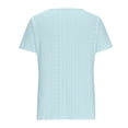 thumbnail image 4 of Plebaso Hauts d'Été pour Femmes Col Rond Manches Courtes T-Shirts Ajourés Décontractés Chemisiers à Boutons P-5TG, 4 of 5