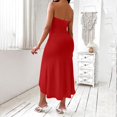 thumbnail image 4 of XDZJLR Women Dresses Solid Color Strapless Slim Irregular Hem Leisure Dress, 4 of 7