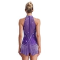 thumbnail image 2 of RUNQHUI Robe de Danse de Salon Sans Manches à Franges Brillantes Salsa Tango Col en V Lyrique Jazz Danse Violette S, 2 of 6