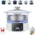 thumbnail image 1 of Rice Soup Separation Electric Cooker, Non-stick Pan & Rices Soup Separate, 3L Low Carb Rice Cooker with Reservable-Timable and Liftable Filter Basket, for Rices, Ramen, Hot Pot (White,glass), 1 of 8