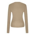thumbnail image 4 of AherBiu Womens Tops Fall Long Sleeve Crewneck Basic Layering Cropped Tops Slim Tight Stretchy Tshirts, 4 of 5