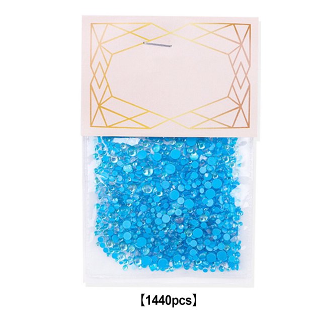 1440 Pieces Glass Crystal Set Flat Back Gift Excellent Gloss Nail Art Rhinestones DIY Handcraft Manicure Accessories Card Making Blue