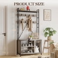 thumbnail image 2 of Hall Tree with Bench and Shoe Storage, 5 in 1 Coat Rack with Shoe Bench, Entryway Furniture with 8 Hooks, Farmfouse Style, 2 of 9