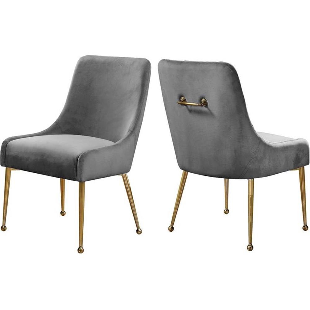 Pemberly Row Contemporary Velvet Dining Chair in Gray (Set of 2)