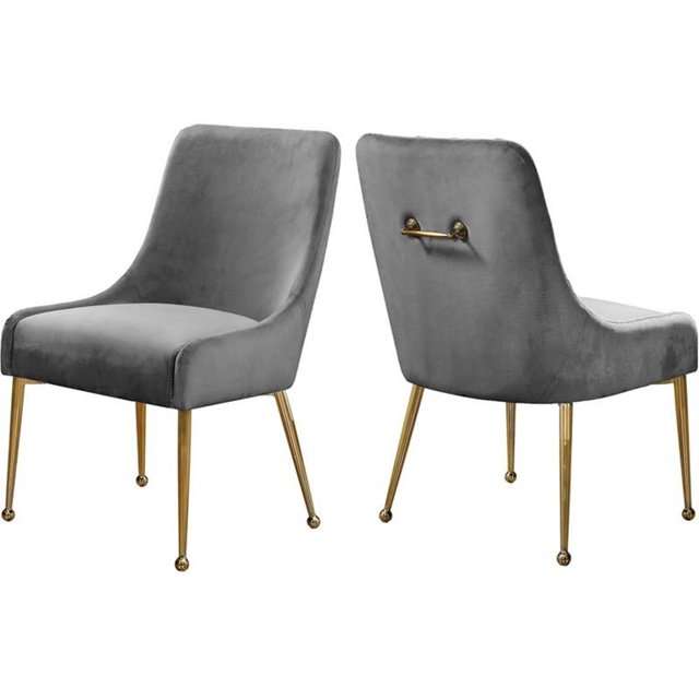 Pemberly Row Contemporary Velvet Dining Chair in Gray (Set of 2)