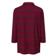 thumbnail image 5 of Timegard Tuniques Rayées pour Femmes Col à Revers en V Manches 3/4 T-Shirts Blouses Décontractées Mode, 5 of 5
