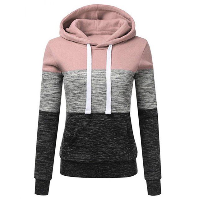 RKSTN Womens Sweatshirt Fashion Casual Patchwork Color Loose Hoodies Loose Pullove Drawstring Blouse with Pockets