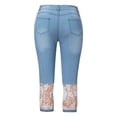 thumbnail image 4 of CHGBMOK Women's Plus Size Elastic Lace Denim Cropped Capris, Clearance, 4 of 8