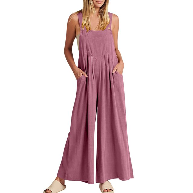 Women's Long Overalls Summer Casual Adjustable Overalls Jumpsuit