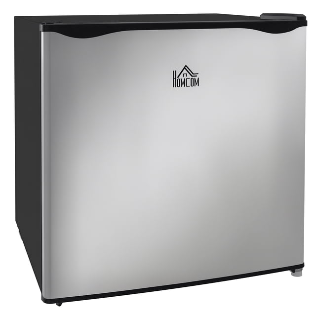 HOMCOM Congélateur Compact Mini de 1,1 Pied Cube avec Température Réglable, Doté d'Un Extérieur en Acier Argenté avec accents Noirs. Ce Congélateur Vertical a une Capacité de 1,1 Pi3 (31 L), Plage de Température Réglable de 6,8 °F à −11,2 °F (−14 °C à −24 °C), et une Porte Réversible pour un placement flexible. Il Comprend une Tablette Amovible, un Réglage de Dégivrage Manuel, et Fonctionne à Faible Bruit à 41 dB. Idéal pour Appartements, Dortoirs, VR Ou Bureaux à Domicile.