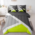 thumbnail image 1 of YST Lime Green And Gray 7-Piece Patchwork Geometry Bedding Set, Twin, Geometric Triangle Pattern, 1 of 5
