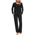 thumbnail image 2 of Timegard Ensembles de Pyjamas pour Femmes Confortables, Haut à Manches Longues Froncé à Col Rond et Pantalon, Tenues de Pyjama Amples pour l'Automne, 2 of 5