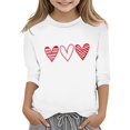 thumbnail image 1 of PMVFHDE Hauts d'Été pour Filles T-Shirts Graphiques pour Filles Hauts d'Été Tendance Hauts pour Filles T-Shirt Robes pour Filles Imprimé de la Saint-Valentin Col Rond Fonctionnel Manches 3/4 T-Shirt Blanc, 9-10 Ans, 1 of 4