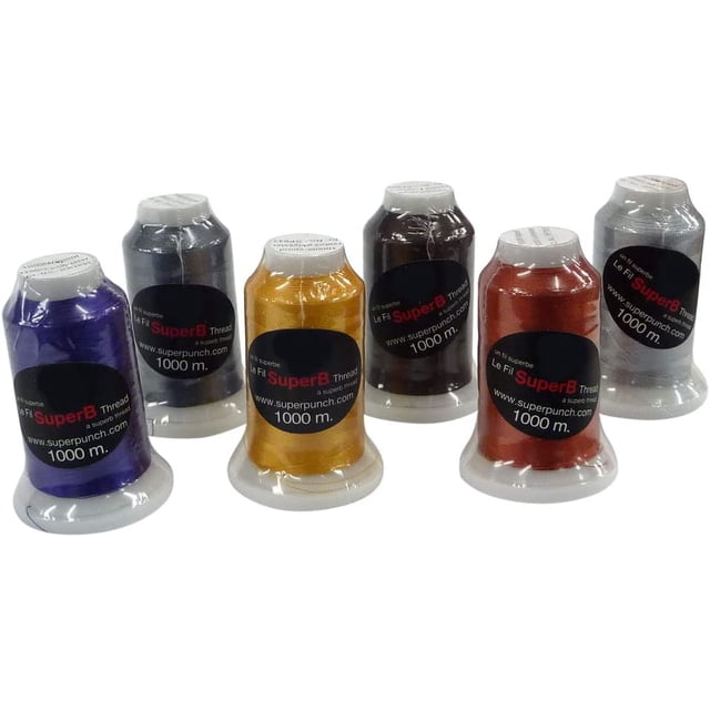SuperB Polyester Embroidery Thread, 1000 m, 6 Packs, No 9 Mix
