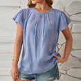 thumbnail image 4 of asjyhkr T-Shirts d'Été pour Femmes à Manches Courtes, Col Rond, Plissés, T-Shirts Unis, T-Shirts Mode, 4 of 5
