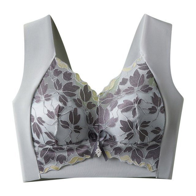 Birdeem Bras for Women Women Large Sized Lace Gathered without Steel Ring Fixed Cup Collection Auxiliary Breast Sagging Bra
