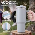 thumbnail image 3 of Ochapa 40 oz Tumblers Tumbler with Handle and Straw, Travel Mug for Car, 2-in-1 Lid Stainless Steel, 3 of 6