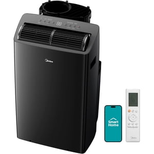 Midea Duo 12,000 BTU(10,000 BTU SACC)Ultra Silence Smart HE Onduleur portatif Air Conditionneur, déshumidificateur et ventilateur jusqu'à 450 pi2,Travaille avec Alexa/Google Assistant Inclut la télécommande,Black