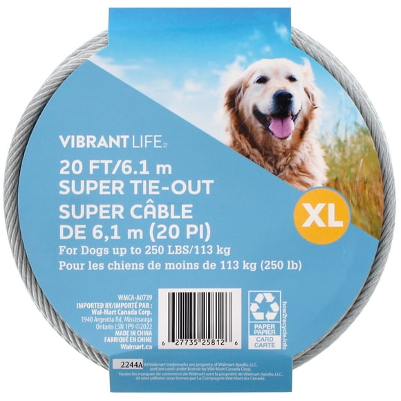 Vibrant Life 20 Pieds/6.1 m Super Câble d'Attache pour Chien