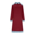 thumbnail image 4 of Mceream Robes Longues pour Femmes Formelles Grande Taille à Blocs de Couleur Robe Patchwork en Denim Printemps Ample Décontractée à Col Midi Robes Chandail Rouge P, 4 of 8