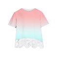 thumbnail image 3 of MeetoTime Kids Short Sleeve Tops Summer Casual Round Neck Gradient Color Lace Layered T-Shirt Tee for Girls, 3 of 4