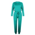 thumbnail image 5 of Mrat Two Piece Outfits for Women Summer 2 Piece Jogging Sets Solid Polyester Long Sleeve Sweatsuits Sets Two Piece Track Suits Drawstring High Waist Pants Set Comfy Outfits G-Green L, 5 of 5