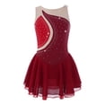 thumbnail image 1 of Sinleey Robe de Patinage Artistique pour Filles, Scintillante avec Strass, Sans Manches, Justaucorps de Danse Ballet, Rouge, 8, 1 of 7