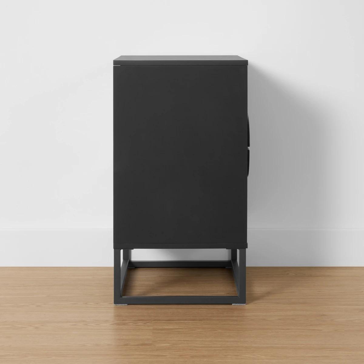 Anko Modern Ribbed 2 Drawer Bedside Table - Black
