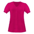 thumbnail image 4 of Lenpel Women's Summer Tops Plus Size Ruffle Short Sleeve V Neck Lace Trim Textured Shirts Dressy Casual Blouses, 4 of 4